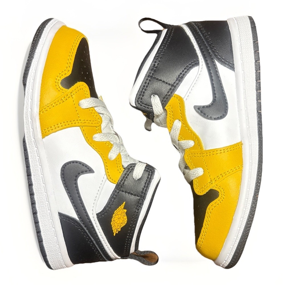 Jordan 1 Mid (TD) Toddlers' Shoes Yellow Ochre-Black-White DQ8425-701 Size 10c - Picture 6 of 9